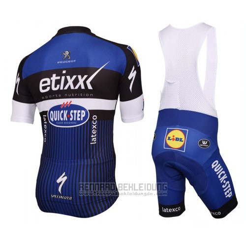 2016 Fahrradbekleidung Etixx Quick Step Wei und Blau Trikot Kurzarm und Tragerhose